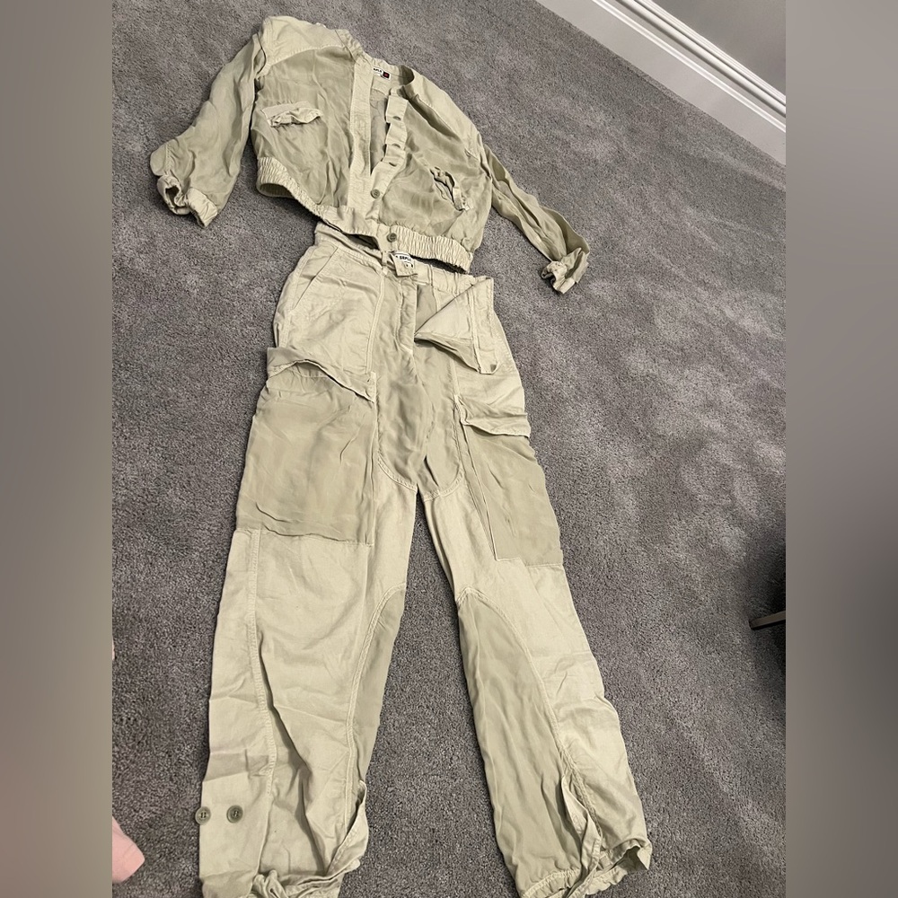 Zara Olive Green Jumpsuit with Belted Waist